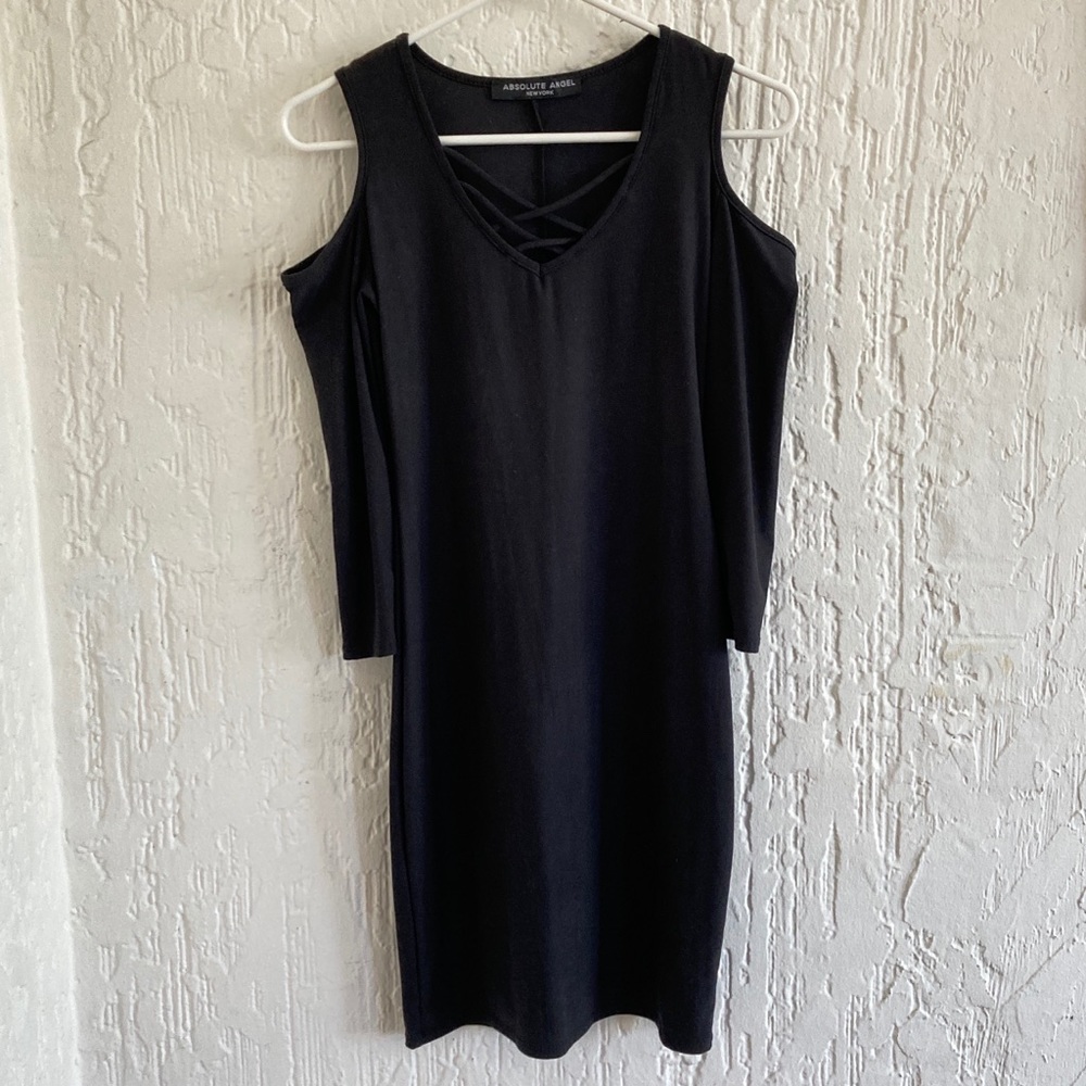 Absolute Angel Black Cold Shoulder Dress Size Small - Picture 7 of 7